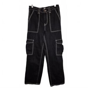 BDG Womens  Black Cotton Skate Jeans With Contrast Stitching Cargo Pockets Sz 28